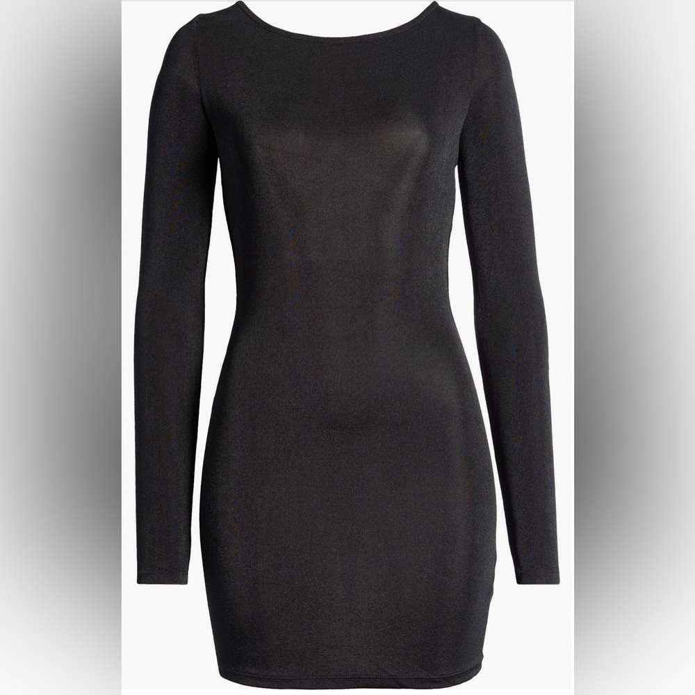 NWT Free People Call Me Later Black Long Sleeve Mini Dress Size Large